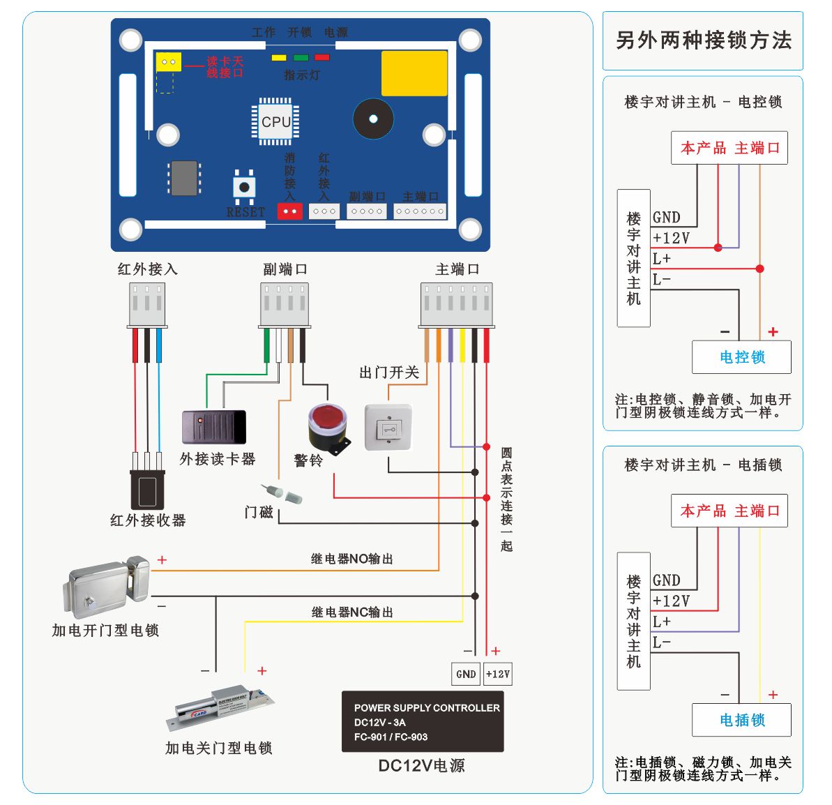 嵌入式门禁连线图 嵌入式门禁连线图