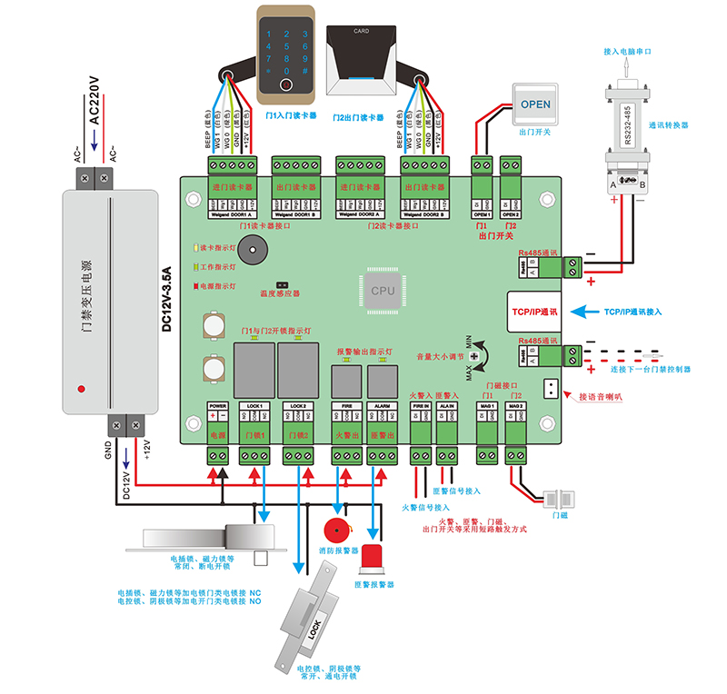 门禁控制器的接线图