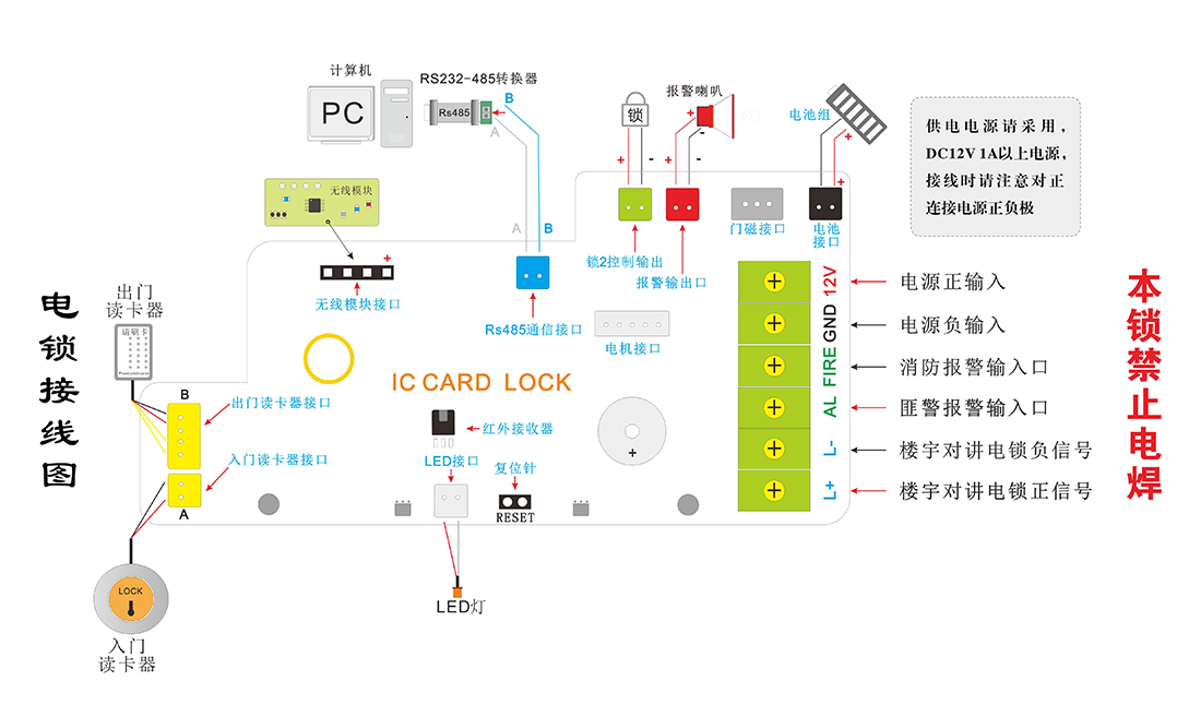 刷卡锁接线图 刷卡锁接线图