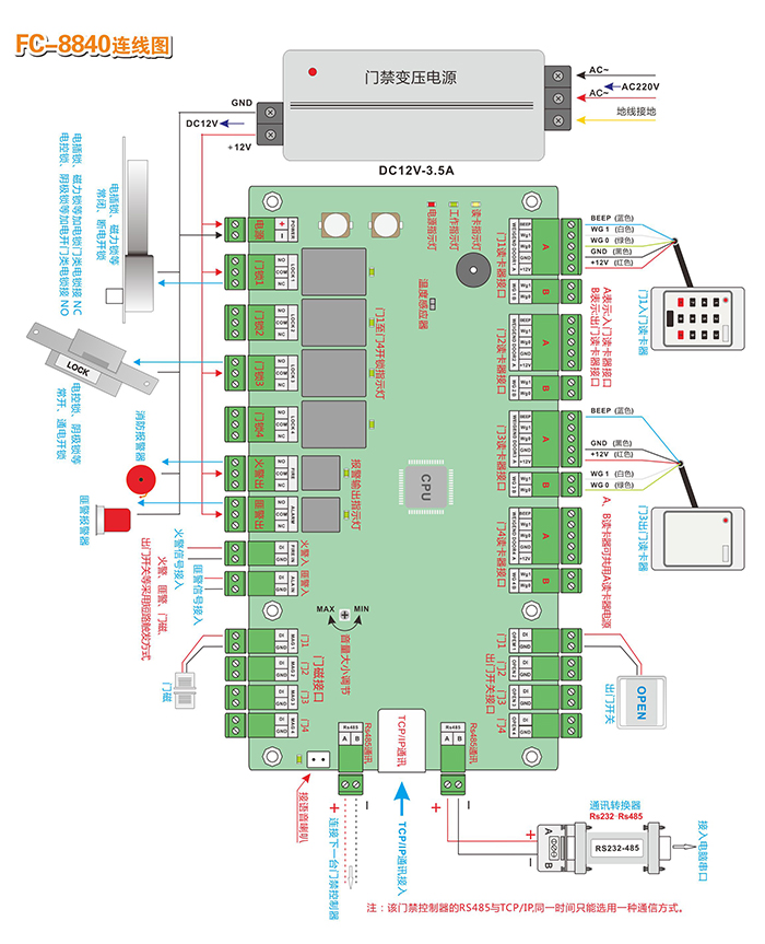门禁控制器连线图