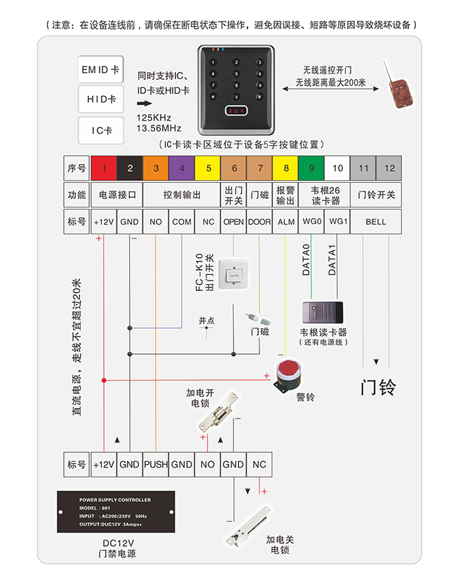 门禁一体机连线图 门禁一体机连线图