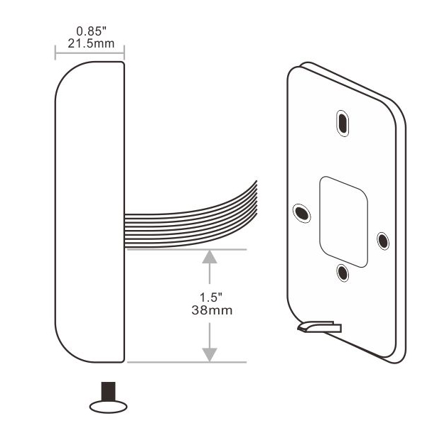按键门禁读卡器的侧视图 按键门禁读卡器的侧视图